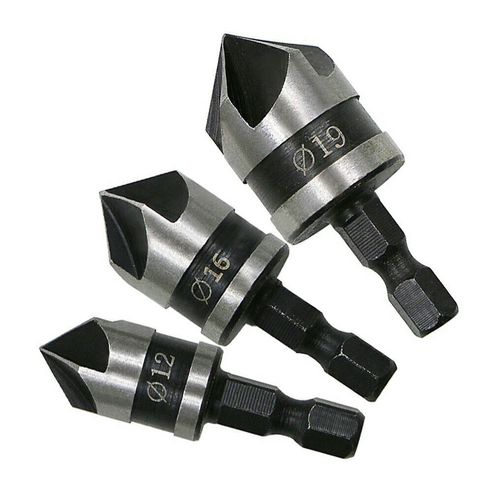 3Pcs 90 Degree Countersink Drill Chamfer Bit Set 1/4" Hex 12/16/19mm Woodworking Drill Bits For Wood Metal Cutting Remove Bur
3Pcs 90 Degree Countersink Drill Chamfer Bit Set 1/4" Hex 12/16/19mm Woodworking Drill Bits For Wood Metal Cutting Remove Bur