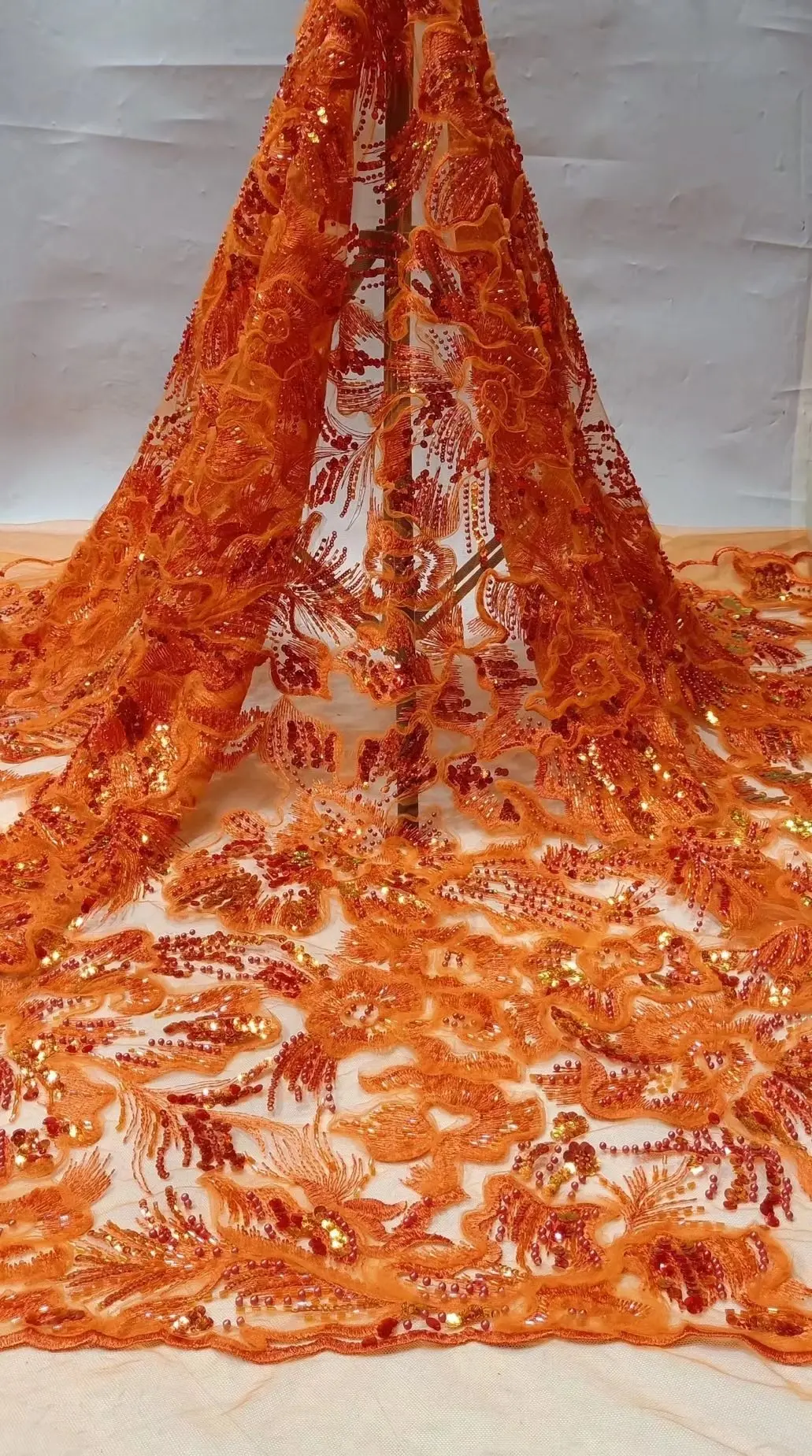 Orange African Lace Fabric 5 Yards 2022 Wedding Applique Nigerian 3D Flower French Mesh Tulle Organza Feather Lace Materials
Orange African Lace Fabric 5 Yards 2022 Wedding Applique Nigerian 3D Flower French Mesh Tulle Organza Feather Lace Materials