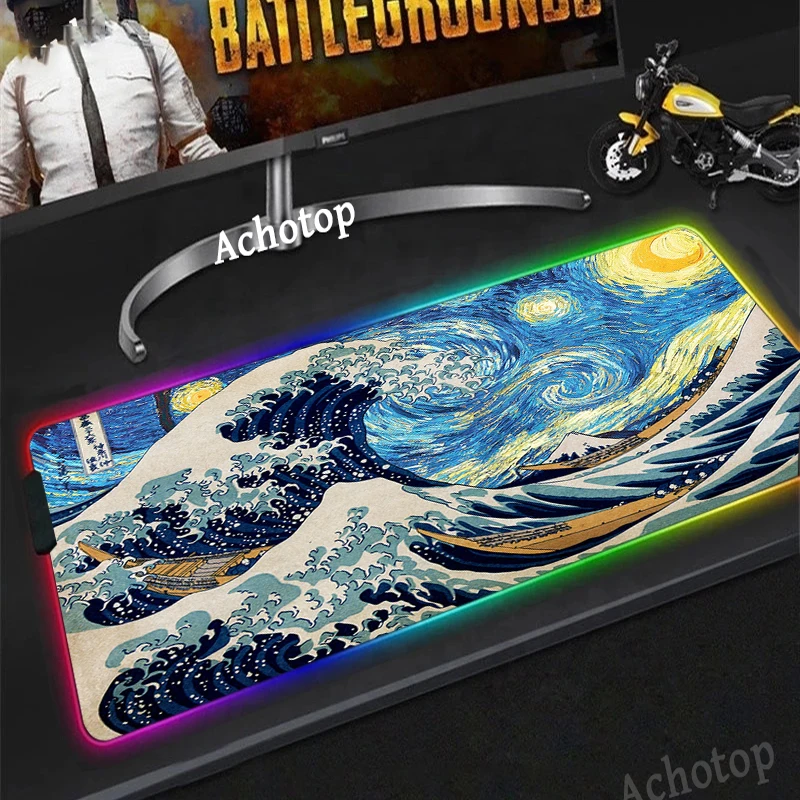 RGB Art Mouse Pad XXL Japan The Great Wave Of Kanagawa Large Gaming Mousepad Gamer Rubber Otaku Keyboard pad Laptop Desk Mat.
RGB Art Mouse Pad XXL Japan The Great Wave Of Kanagawa Large Gaming Mousepad Gamer Rubber Otaku Keyboard pad Laptop Desk Mat.