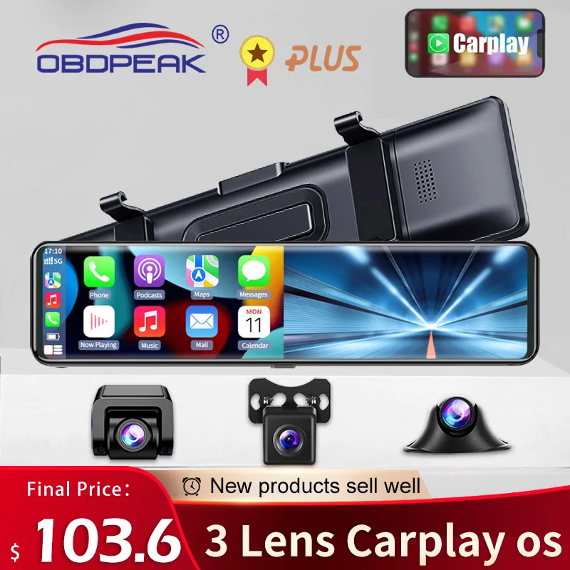 3 Cameras Dash Cam Carplay & Android Auto 2.5k 2560*1440P Rearview Mirror Video Recording WIFI Loop Record Phone APP Car DVR
3 Cameras Dash Cam Carplay & Android Auto 2.5k 2560*1440P Rearview Mirror Video Recording WIFI Loop Record Phone APP Car DVR