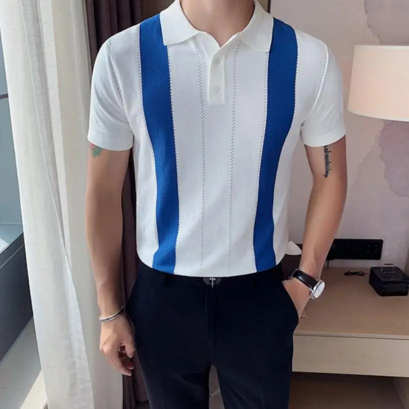 2022 Knit Polo Gradual Change Color Men Knitted Polo Shirt Short-sleeved Tops Striped Turn Down Collar Business Polo Men Shirt
2022 Knit Polo Gradual Change Color Men Knitted Polo Shirt Short-sleeved Tops Striped Turn Down Collar Business Polo Men Shirt