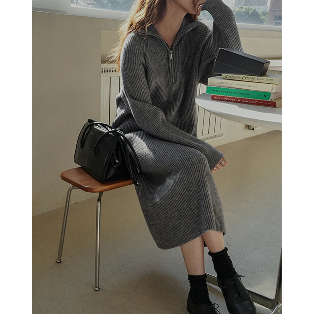 Korean Women Long Loose Knitted Sweater Dress Winter Lady Long Sleeve Elegant Slim Casual Chic Dresses Fashion Y2K Clothes 2022
Korean Women Long Loose Knitted Sweater Dress Winter Lady Long Sleeve Elegant Slim Casual Chic Dresses Fashion Y2K Clothes 2022