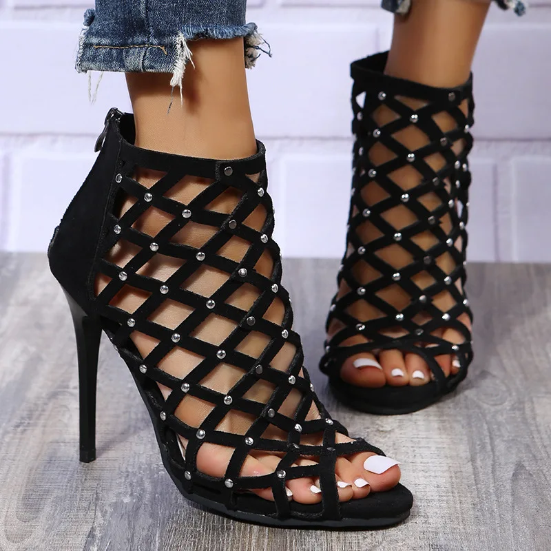 Ladies Sandals High Heels PUfish Mouth Shape Solid Color Stilettoheel Back Zipper Breathable Roman
Ladies Sandals High Heels PUfish Mouth Shape Solid Color Stilettoheel Back Zipper Breathable Roman