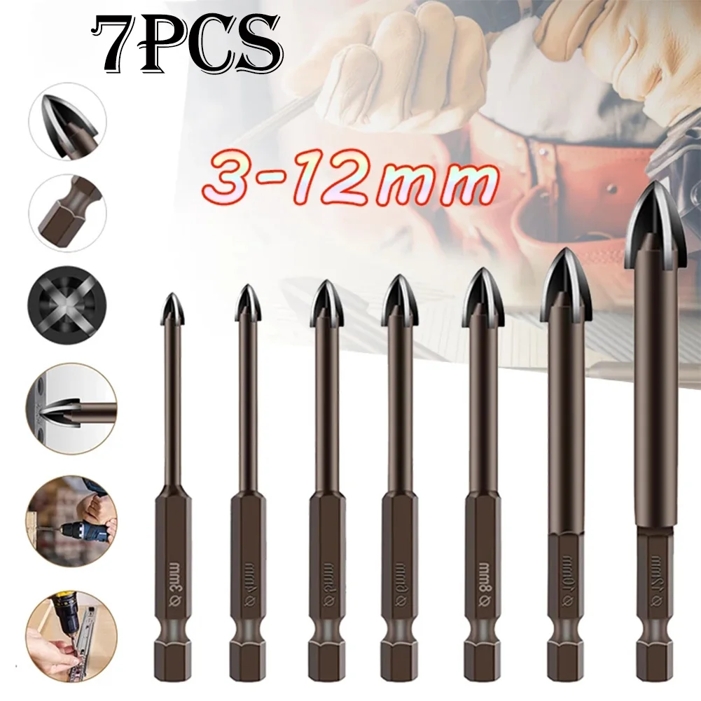 7pcs Drill Bit 3/4/5/6/8/10/12mm Carbide 1/4" Hex Shank For Ceramics Granite Tiles Stone Wood Hole Opener Triangle Drill
7pcs Drill Bit 3/4/5/6/8/10/12mm Carbide 1/4" Hex Shank For Ceramics Granite Tiles Stone Wood Hole Opener Triangle Drill