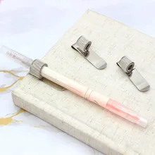 Single Hole Pen Holder with Pocket Clip Metal Spring Pen Clips for Notebooks Diary Kawaii Doctors Pen Holder Office Supplies