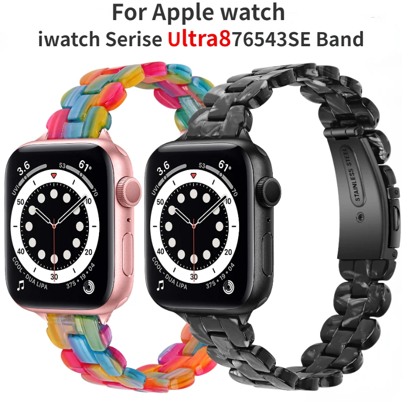 Slim Resin Strap for Apple Watch Band Ultra 49mm 8 7 45mm 41mm 44mm 40mm 42mm 38mm Women Bracelet Wristband iWatch 6 5 4 SE Belt
Slim Resin Strap for Apple Watch Band Ultra 49mm 8 7 45mm 41mm 44mm 40mm 42mm 38mm Women Bracelet Wristband iWatch 6 5 4 SE Belt