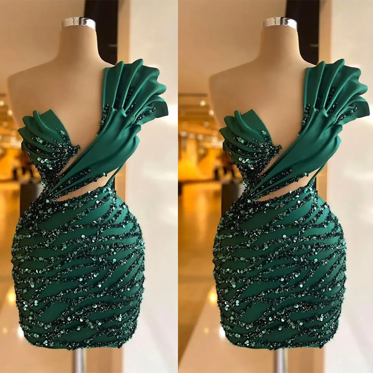 

Sexy Pleated Cocktail Dress Sequin Nude Neck Pleated Ball Dress Customization Sleeveless Mini Party Birthday Dress Customization