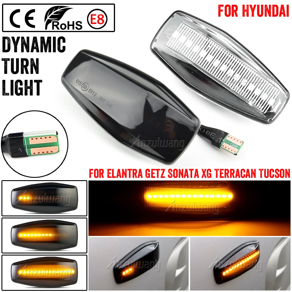

2x Flowing Dynamic Side Marker LED Turn Signal Light For Hyundai Elantra Getz XG Tucson i10 Sonata Coupe Terracan Matrix Trajet