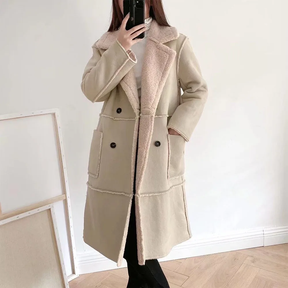DiYiG Women's Winter New Fashion Warm Fur Long Coat Retro Lapel Long Sleeve Double Breasted Female Outerwear Chic Top Mujer
DiYiG Women's Winter New Fashion Warm Fur Long Coat Retro Lapel Long Sleeve Double Breasted Female Outerwear Chic Top Mujer