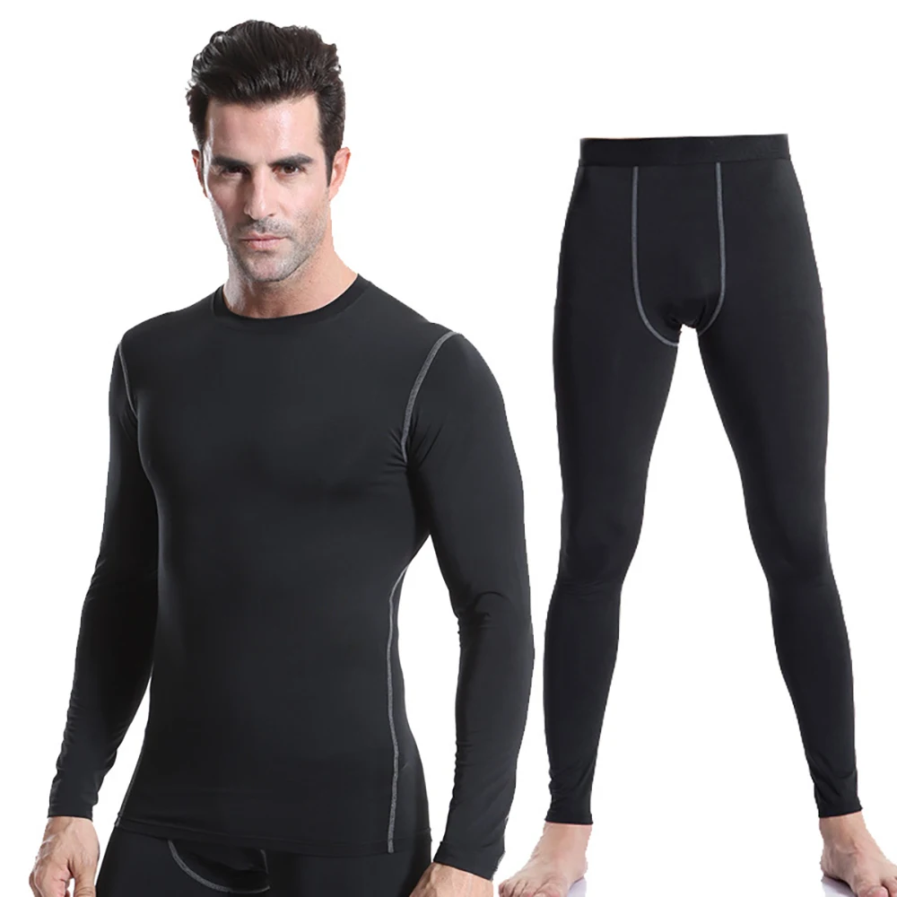 

Men Tracksuit Long Sleeve Pants Suit Compression Underwear Running Tights Jogging Gym Fitness joggers Sportswear Rashguard MMA