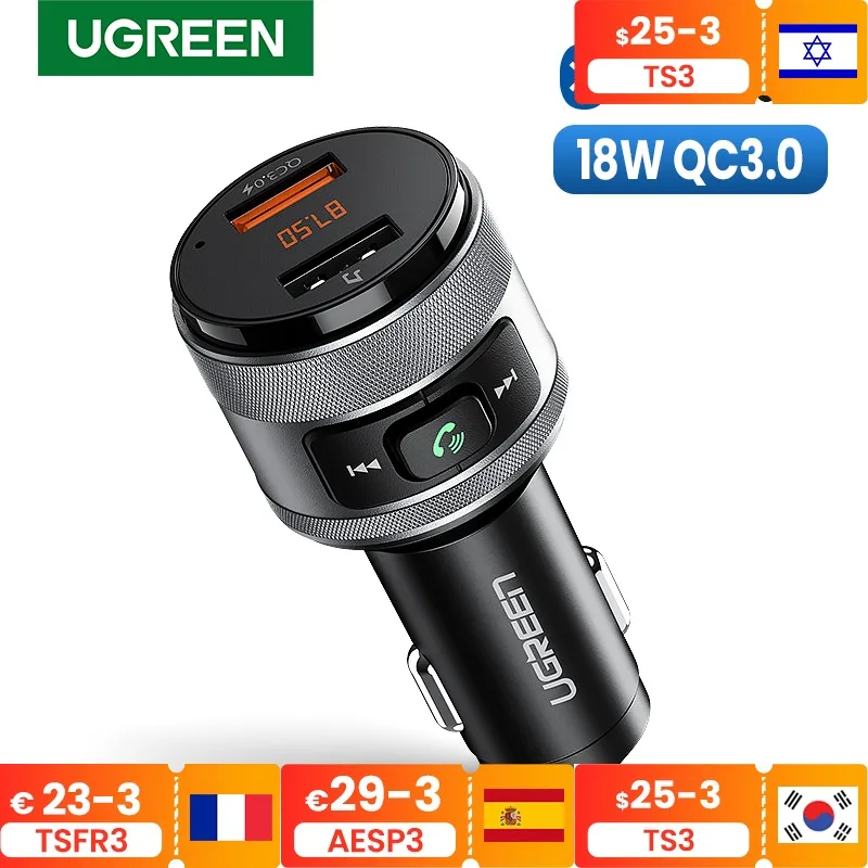 UGREEN Bluetooth FM Transmitter Quick 3.0 Car Charger Bluetooth 4.2 Wireless Radio Adapter Dual USB Fast Car Charger
UGREEN Bluetooth FM Transmitter Quick 3.0 Car Charger Bluetooth 4.2 Wireless Radio Adapter Dual USB Fast Car Charger