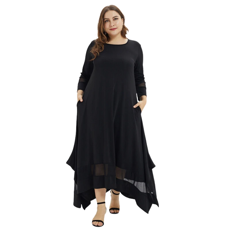 Women Vintage Plus Size Maxi Dress Spring Solid O Neck Stitching Long Sleeve Asymmetrical Dresses Loose Casual Long Muslim Dress
Women Vintage Plus Size Maxi Dress Spring Solid O Neck Stitching Long Sleeve Asymmetrical Dresses Loose Casual Long Muslim Dress