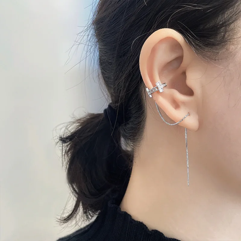 Fashion Jewelry Earcuff Earrings Hot Sale Hip Hop Shiny Crystal Cross Long Chain Ear Clip Earrings Women Party Gifts
Fashion Jewelry Earcuff Earrings Hot Sale Hip Hop Shiny Crystal Cross Long Chain Ear Clip Earrings Women Party Gifts