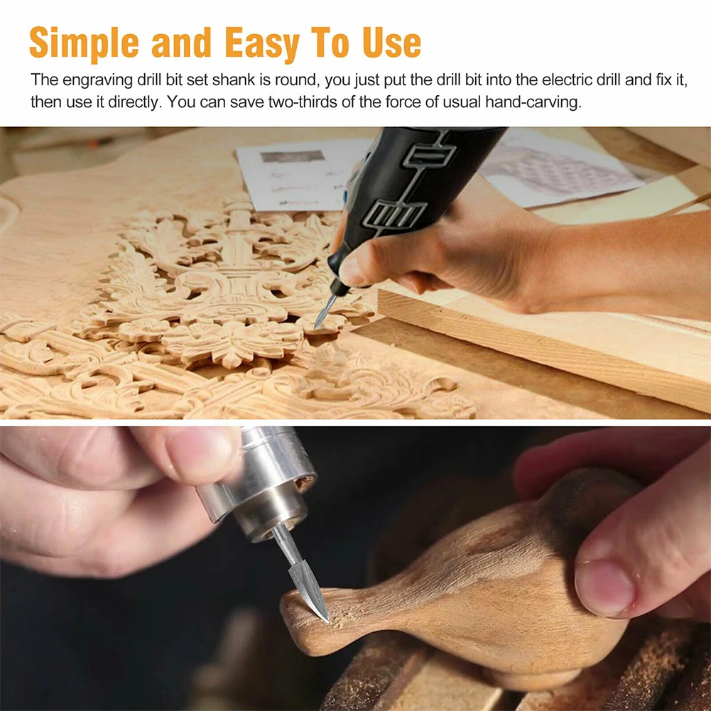 5PCS Wood Carving Engraving HSS Drill Bit Kit Set Woodwork Carbide Grinding Power Tool Root Milling Grinder Burr Precise Carve
5PCS Wood Carving Engraving HSS Drill Bit Kit Set Woodwork Carbide Grinding Power Tool Root Milling Grinder Burr Precise Carve