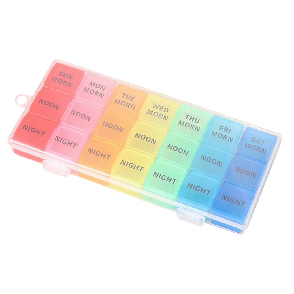 7 Day Pill Organizer 21 Slots Tablet Box Container Plastic Holder Weekly Pill Storage Case
7 Day Pill Organizer 21 Slots Tablet Box Container Plastic Holder Weekly Pill Storage Case