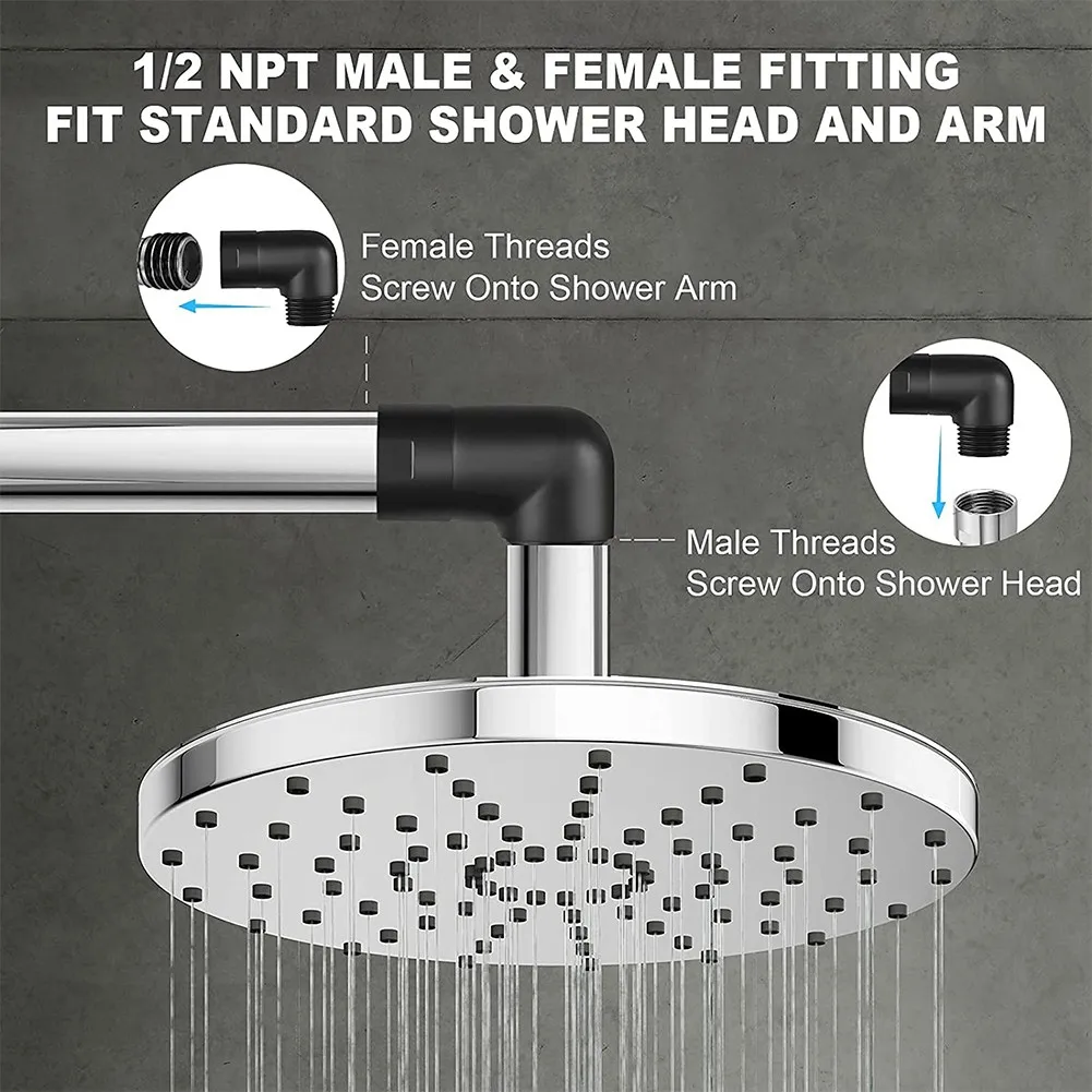 90 Degree Shower Head Elbow Adapter Female And Male High Quality Solid Brass Shower Arm Extension 1* 1/2 Inch NPT 1pcs 1x
90 Degree Shower Head Elbow Adapter Female And Male High Quality Solid Brass Shower Arm Extension 1* 1/2 Inch NPT 1pcs 1x