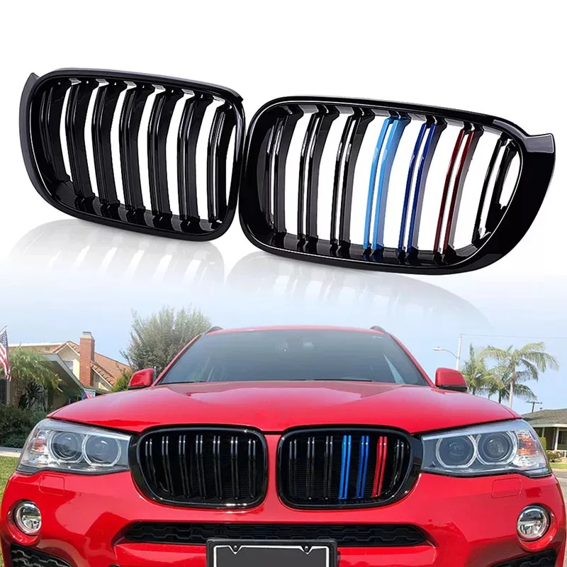 Direct manufacturers supply custom gloss black ABS front kidney grille M-color Tri-color grill for BMW F25 X3 Series F25 X4 F26
Direct manufacturers supply custom gloss black ABS front kidney grille M-color Tri-color grill for BMW F25 X3 Series F25 X4 F26