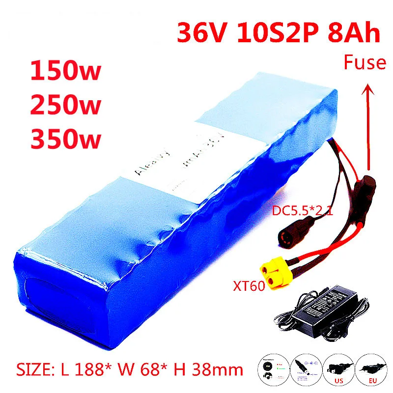 36 В, 8 Ач, 18650, 10s, 2p, Φ 20A, BMS, подходит для Xiaomijia M365 Pro, Φ Scooter XT60 + Charger
36 В, 8 Ач, 18650, 10s, 2p, Φ 20A, BMS, подходит для Xiaomijia M365 Pro, Φ Scooter XT60 + Charger