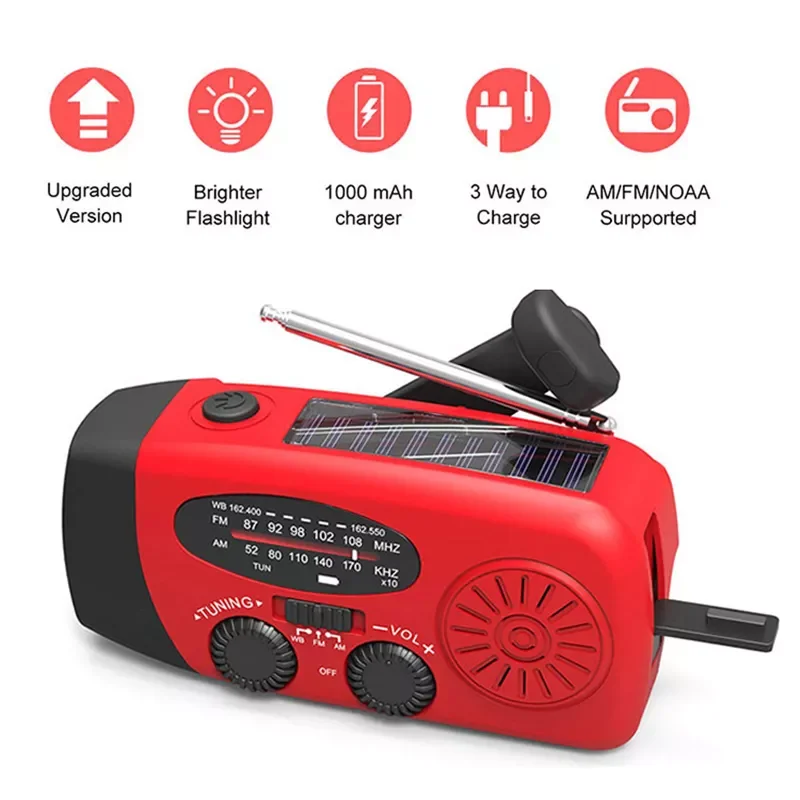 NEW2023 Hand Radio Crank Radio Dynamo Powered AM/FM/NOAA Weather Radio Portable emergency radio 3 LED Light Flashlight Bank
NEW2023 Hand Radio Crank Radio Dynamo Powered AM/FM/NOAA Weather Radio Portable emergency radio 3 LED Light Flashlight Bank