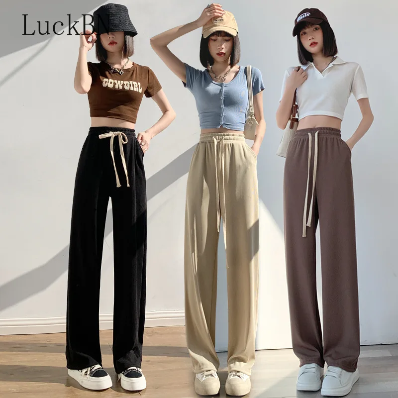 Ice Silk Wide Leg Pants Women Clothing High-waisted Spring Summer Loose Straight Trousers Casual Black Khaki Pantalones Femme
Ice Silk Wide Leg Pants Women Clothing High-waisted Spring Summer Loose Straight Trousers Casual Black Khaki Pantalones Femme