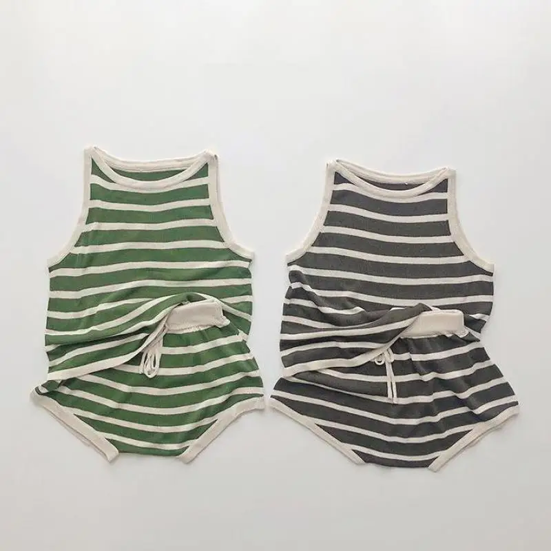 2022 Summer New Baby Clothes Set Children Striped Clothing Suit Boys Girls Casual Vest + Shorts 2pcs Set Cotton Infant Outfits
2022 Summer New Baby Clothes Set Children Striped Clothing Suit Boys Girls Casual Vest + Shorts 2pcs Set Cotton Infant Outfits
