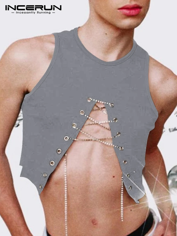 Sexy Fashion Style Men's Loose Solid Comfortable Waistcoat Casual Male Needle-eye Chain Truncated Vests S-5XL INCERUN Tops 2022
Sexy Fashion Style Men's Loose Solid Comfortable Waistcoat Casual Male Needle-eye Chain Truncated Vests S-5XL INCERUN Tops 2022
