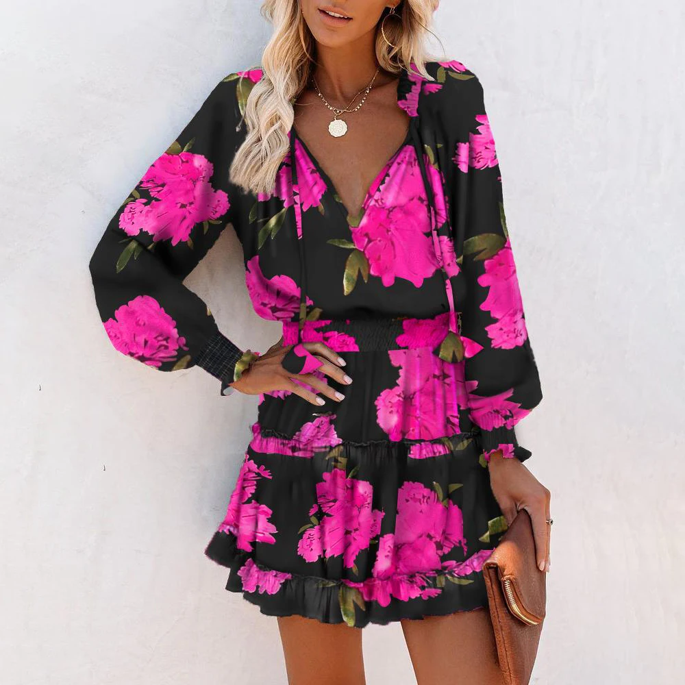 Vintage Colorful Floral Printed Party Dress Women Spring Summer Elegant V-Neck Drawstring Ruffle Mini Sundress Casual Cover-Ups
Vintage Colorful Floral Printed Party Dress Women Spring Summer Elegant V-Neck Drawstring Ruffle Mini Sundress Casual Cover-Ups