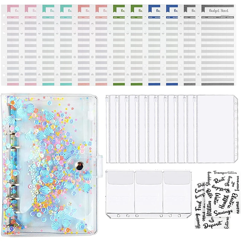 A6 Budget Binder Glitter Budget Planner Clear Organizer 6 Rings Refillable Money Saving Binder For Home,Office,School
A6 Budget Binder Glitter Budget Planner Clear Organizer 6 Rings Refillable Money Saving Binder For Home,Office,School