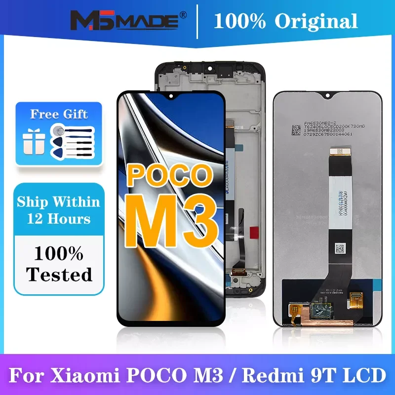 ЖК-дисплей 6,53 дюйма для Xiaomi Poco M3, дигитайзер сенсорного экрана в сборе для Redmi 9T, экран дисплея с рамкой L, 100% оригинал
ЖК-дисплей 6,53 дюйма для Xiaomi Poco M3, дигитайзер сенсорного экрана в сборе для Redmi 9T, экран дисплея с рамкой L, 100% оригинал