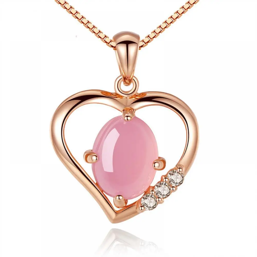 HOYON 14K Rose Gold Color Hibiscus Stone Pendant with Diamond style Heart Shape Pink Crystal Pendant Necklace Simple Jewelry
HOYON 14K Rose Gold Color Hibiscus Stone Pendant with Diamond style Heart Shape Pink Crystal Pendant Necklace Simple Jewelry