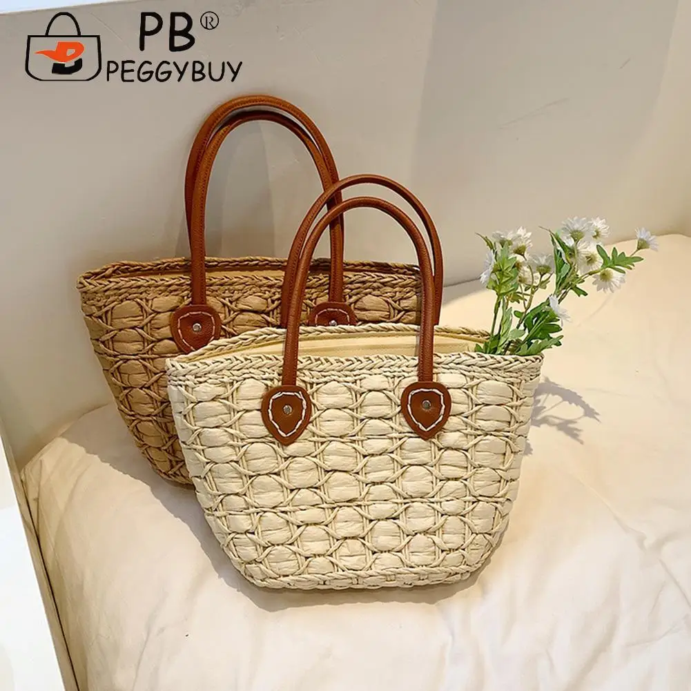 Women Top-Handle Bags Straw Beach Shoulder Bags Solid Color Handmade Bags Ladies Traveling Shopping Handbags
Women Top-Handle Bags Straw Beach Shoulder Bags Solid Color Handmade Bags Ladies Traveling Shopping Handbags