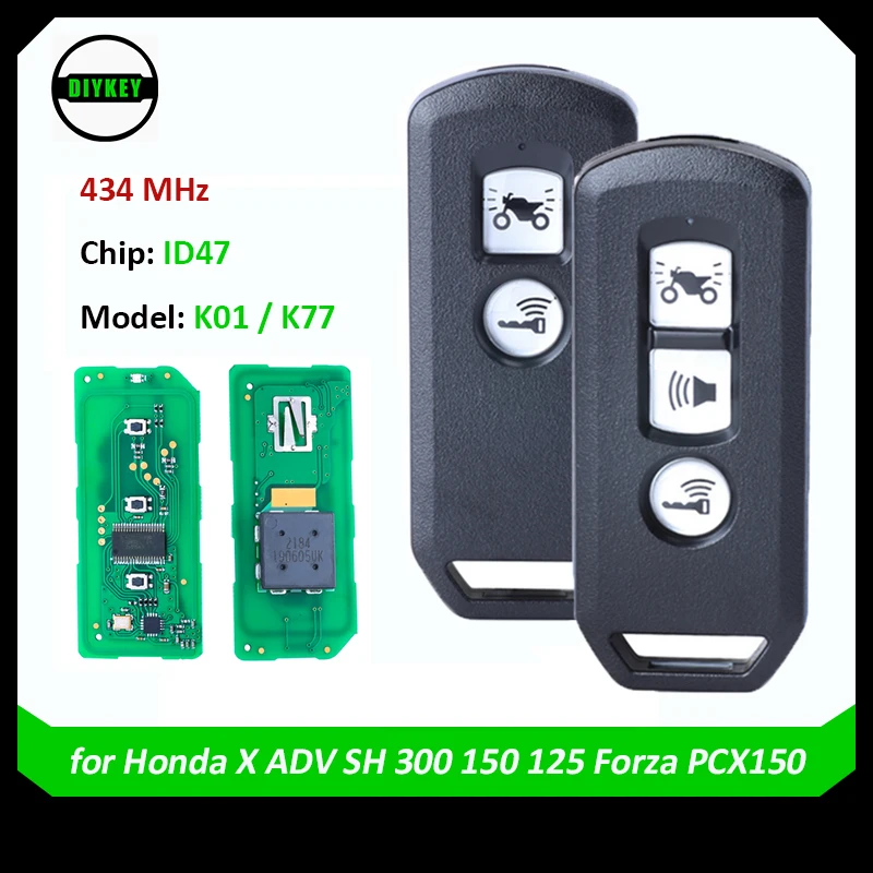 Дистанционный ключ для автомобиля DIYKEY 434 МГц ID47 Honda X ADV SH 300 150 125 Forza PCX150 2018