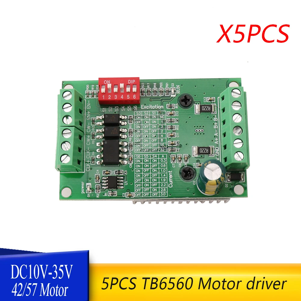 5 шт. шаговый двигатель драйвер платы TB6560 3A DC 10V-35V CNC одноосный контроллер модуль 10 файлов приводов двигателя
5 шт. шаговый двигатель драйвер платы TB6560 3A DC 10V-35V CNC одноосный контроллер модуль 10 файлов приводов двигателя