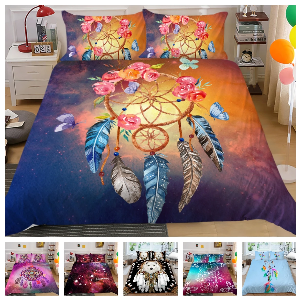 Лидер продаж, постельное белье, 2/3 шт., 20 рисунков, пододеяльник с 3D Цифровым принтом Ловца снов, 1 пододеяльник + 1/2 наволочек, размер США/ЕС/ 
Лидер продаж, постельное белье, 2/3 шт., 20 рисунков, пододеяльник с 3D Цифровым принтом Ловца снов, 1 пододеяльник + 1/2 наволочек, размер США/ЕС/