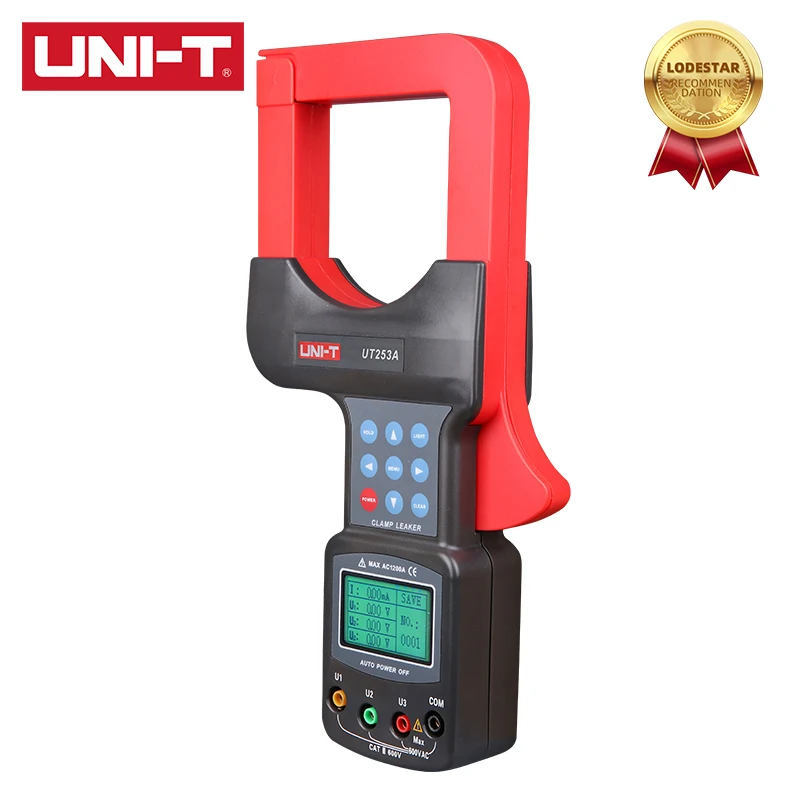 

UNI-T UT253A/UT253B Large Jaws Leakage Current Clamp Meter Auto Range RS-232 LCD Backlight Data Hold Over-Range Display