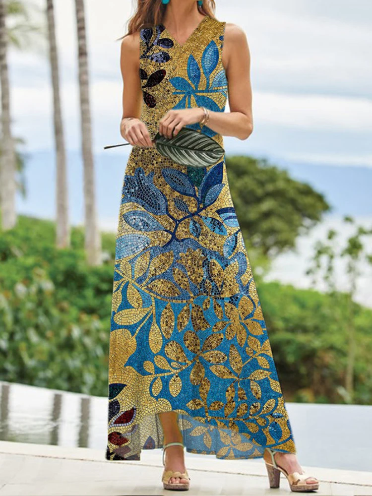 Женское платье с V-образным вырезом, без рукавов
Женское платье с V-образным вырезом, без рукавов