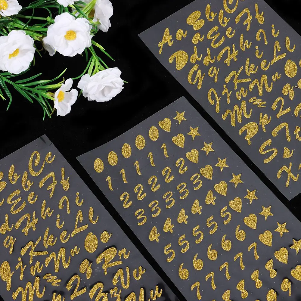 

Gold Kids Gifts Planner Bronzing Pattern Hand Book Scrapbook Letter Number sticker Twinkle stickers Self Adhesive