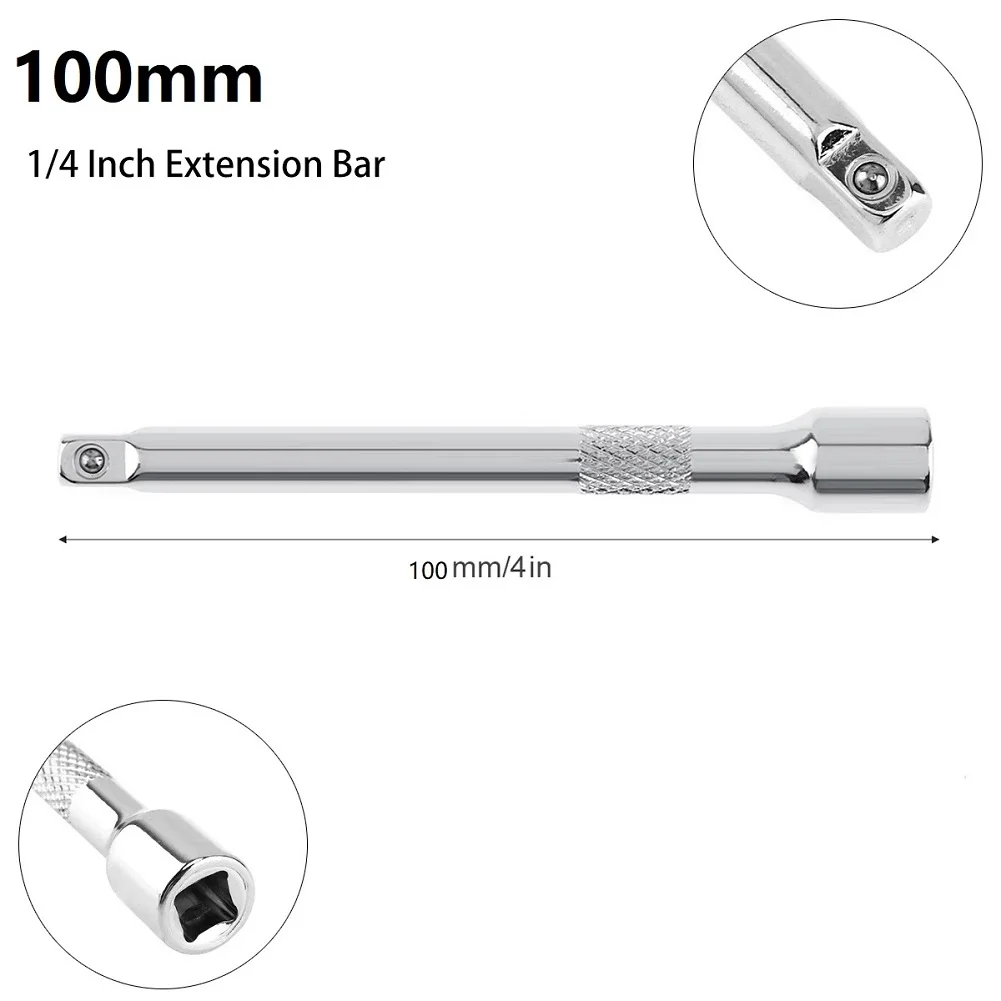 3pcs 1/4 Inch Chromed Steel Extension Bar Ratchet Socket Wrench Adapter Power Drill Adapter Long Bar Connecting Rod 50/75/100MM
3pcs 1/4 Inch Chromed Steel Extension Bar Ratchet Socket Wrench Adapter Power Drill Adapter Long Bar Connecting Rod 50/75/100MM