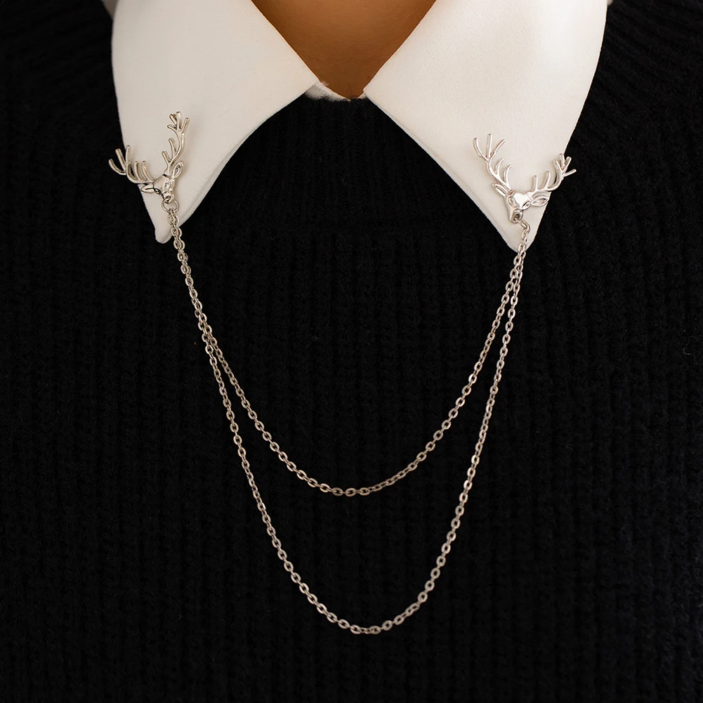 Fashion Tassel Metal Antler Chain Brooch Women's Shirt Collar Pins and Brooches Personality Lapel Pin Buckle Women Accessories
Fashion Tassel Metal Antler Chain Brooch Women's Shirt Collar Pins and Brooches Personality Lapel Pin Buckle Women Accessories