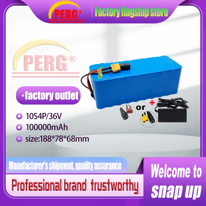 Original36V battery pack, 10s4p, 100000mah, 1000W, XT60 or T plug, built-in BMS, suitable for motorcycles,electric bicycles and 
Original36V battery pack, 10s4p, 100000mah, 1000W, XT60 or T plug, built-in BMS, suitable for motorcycles,electric bicycles and