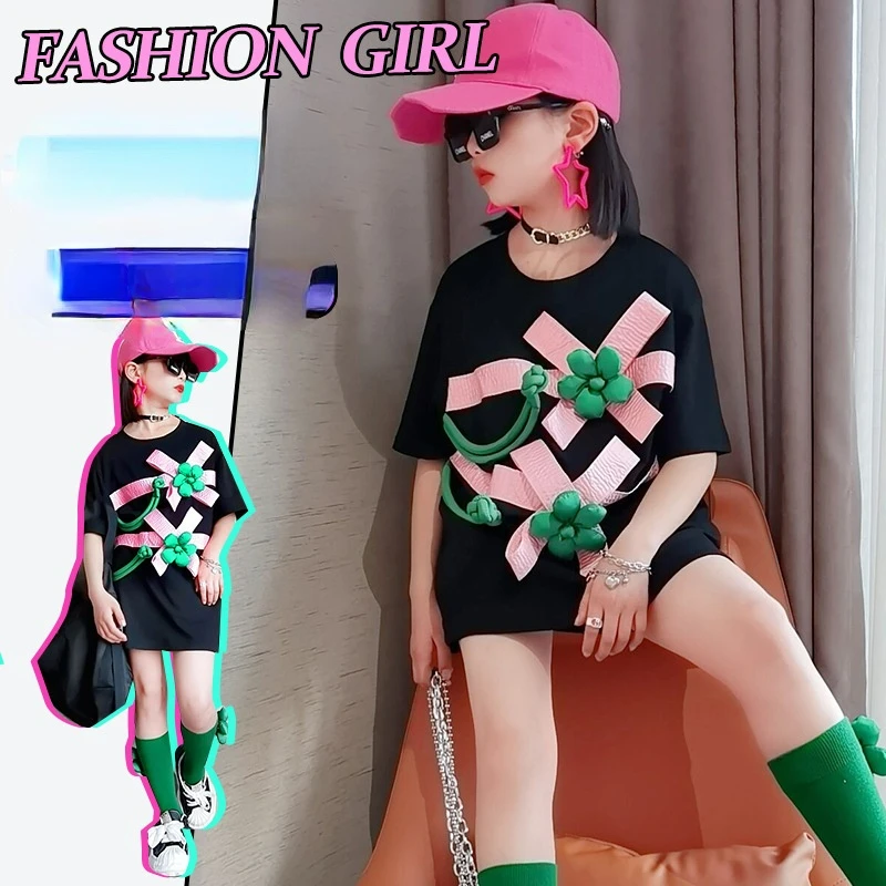 Girls summer new design sense fashion round neck bow flower button short-sleeved T-shirt 2022 new loose top
Girls summer new design sense fashion round neck bow flower button short-sleeved T-shirt 2022 new loose top