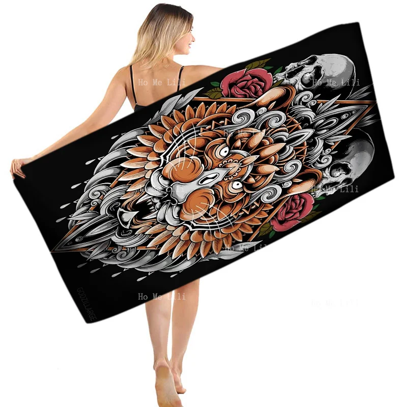 

The Angry Tiger Also Has Two Skeletons And Two Roses On Its Head Quick Drying Towel By Ho Me Lili Fit For Yoga
