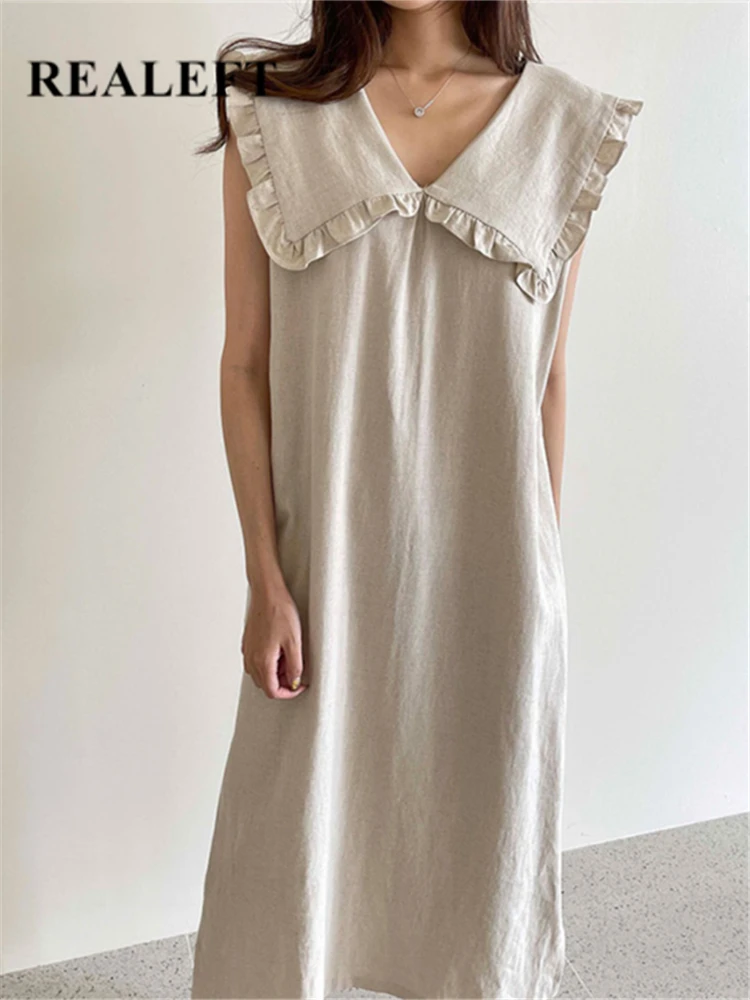 REALEFT Summer Peter pan Collar Cotton Linen Women's Dresses Sleeveless High Waist New 2023 Casual Loose Tank Dresses Female
REALEFT Summer Peter pan Collar Cotton Linen Women's Dresses Sleeveless High Waist New 2023 Casual Loose Tank Dresses Female
