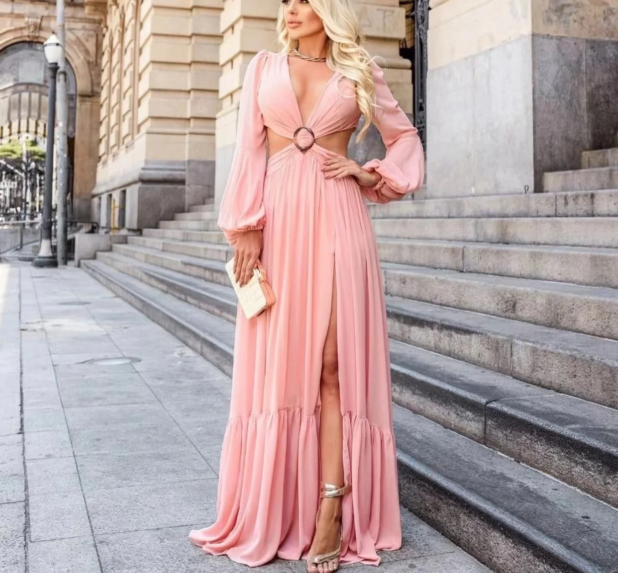 Sexy Hollow Out Maxi Dress Women 2022 Summer Autumn Cut Out Side Deep V Neck Ring High Split Floor Length Long Beach Dresses
Sexy Hollow Out Maxi Dress Women 2022 Summer Autumn Cut Out Side Deep V Neck Ring High Split Floor Length Long Beach Dresses