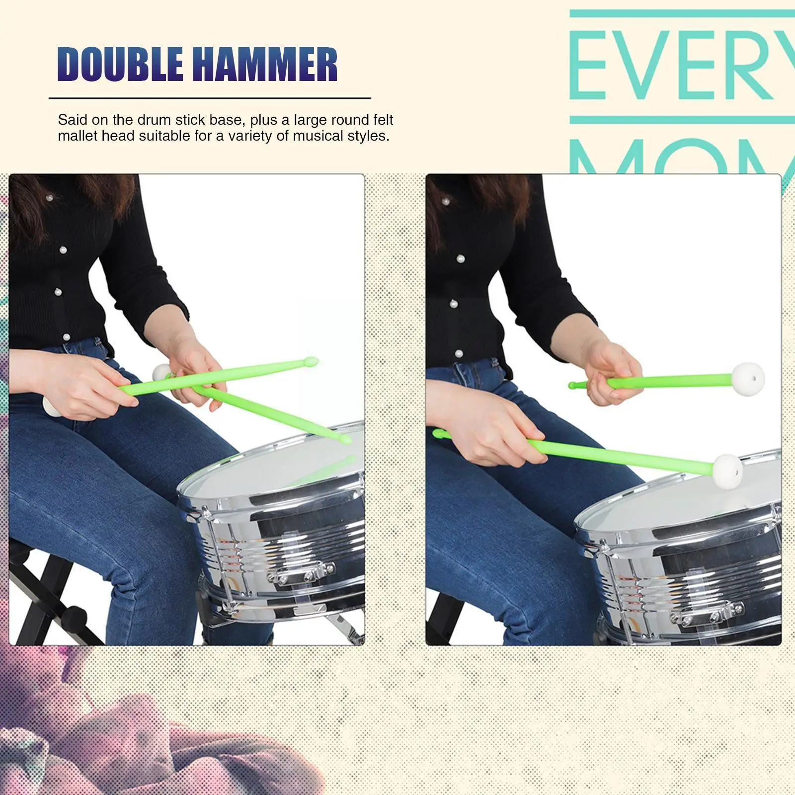 Felt Nylon Double Head Drum Sticks Soft Wool Percussion Instrument Hammer Practice Drum Playing Colorful S6W1
Felt Nylon Double Head Drum Sticks Soft Wool Percussion Instrument Hammer Practice Drum Playing Colorful S6W1