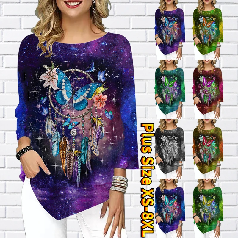 Summer Women Butterfly Print Tops Round Neck T-shirt Loose Size Three Quarter Sleeve Oversized Pullover Fashion Retro Tee Shirt
Summer Women Butterfly Print Tops Round Neck T-shirt Loose Size Three Quarter Sleeve Oversized Pullover Fashion Retro Tee Shirt