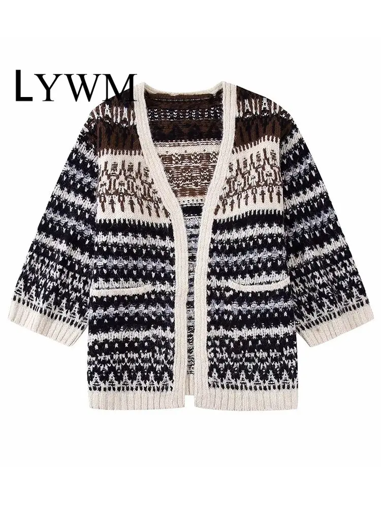 LYWM Women Fashion Jacquard Printed Cardigan Sweater Vintage Long Sleeves V-Neck Female Chic Tops Outfits
LYWM Women Fashion Jacquard Printed Cardigan Sweater Vintage Long Sleeves V-Neck Female Chic Tops Outfits