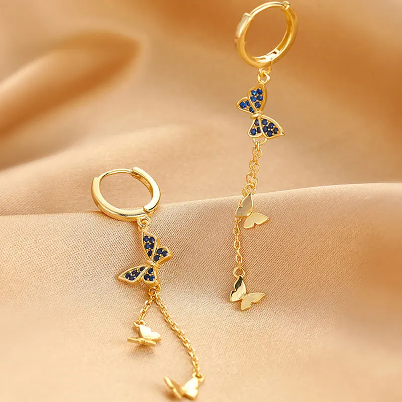 Long Tassel Chain Blue Crystal Zircon Butterfly Drop Earrings for Women Girls Wedding Party Elegant Jewelry Aretes De Mujer Gift
Long Tassel Chain Blue Crystal Zircon Butterfly Drop Earrings for Women Girls Wedding Party Elegant Jewelry Aretes De Mujer Gift