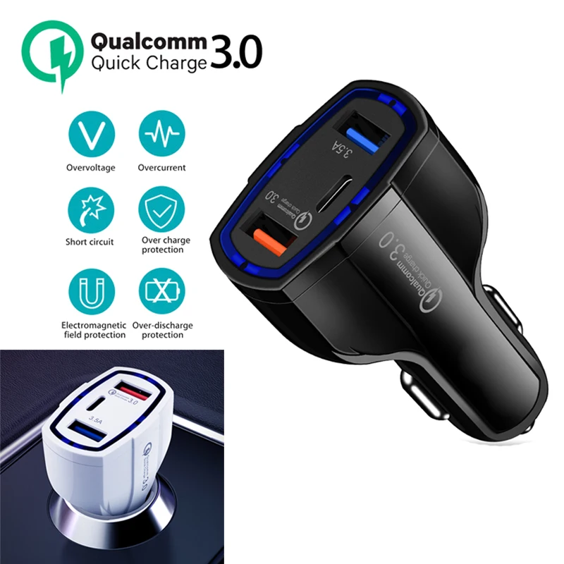 

30W 7A Car Charger Dual USB Fast Charging QC Phone Charger Adapter For iPhone 11 Pro 6 7 Xiaomi Redmi Huawei Samsung S21 S10