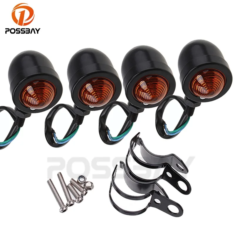 POSSBAY 4pcs/set Universal Motorcycle LED Turn Signals 12V Black Indicator Lights Blinkers Amber Motorcycle Lamp Accessories
POSSBAY 4pcs/set Universal Motorcycle LED Turn Signals 12V Black Indicator Lights Blinkers Amber Motorcycle Lamp Accessories
